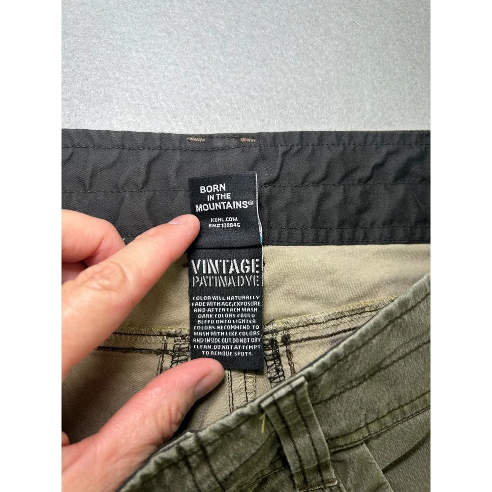 Kuhl Shorts Mens 30 Green Ramblr Vintage Patina Dye Hiking Cargo Utility Outdoor